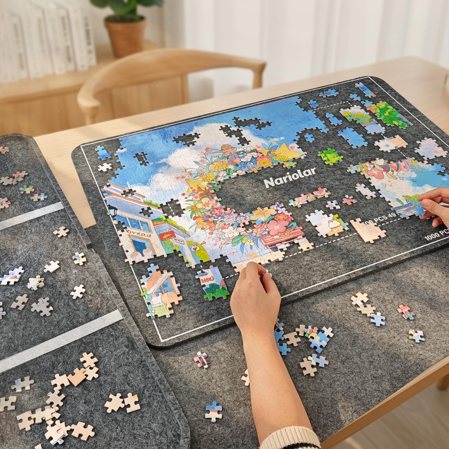 Nariolar Planche à puzzle portable en feutre pour 1000 pièces, idéale comme trieur de puzzle et organisateur