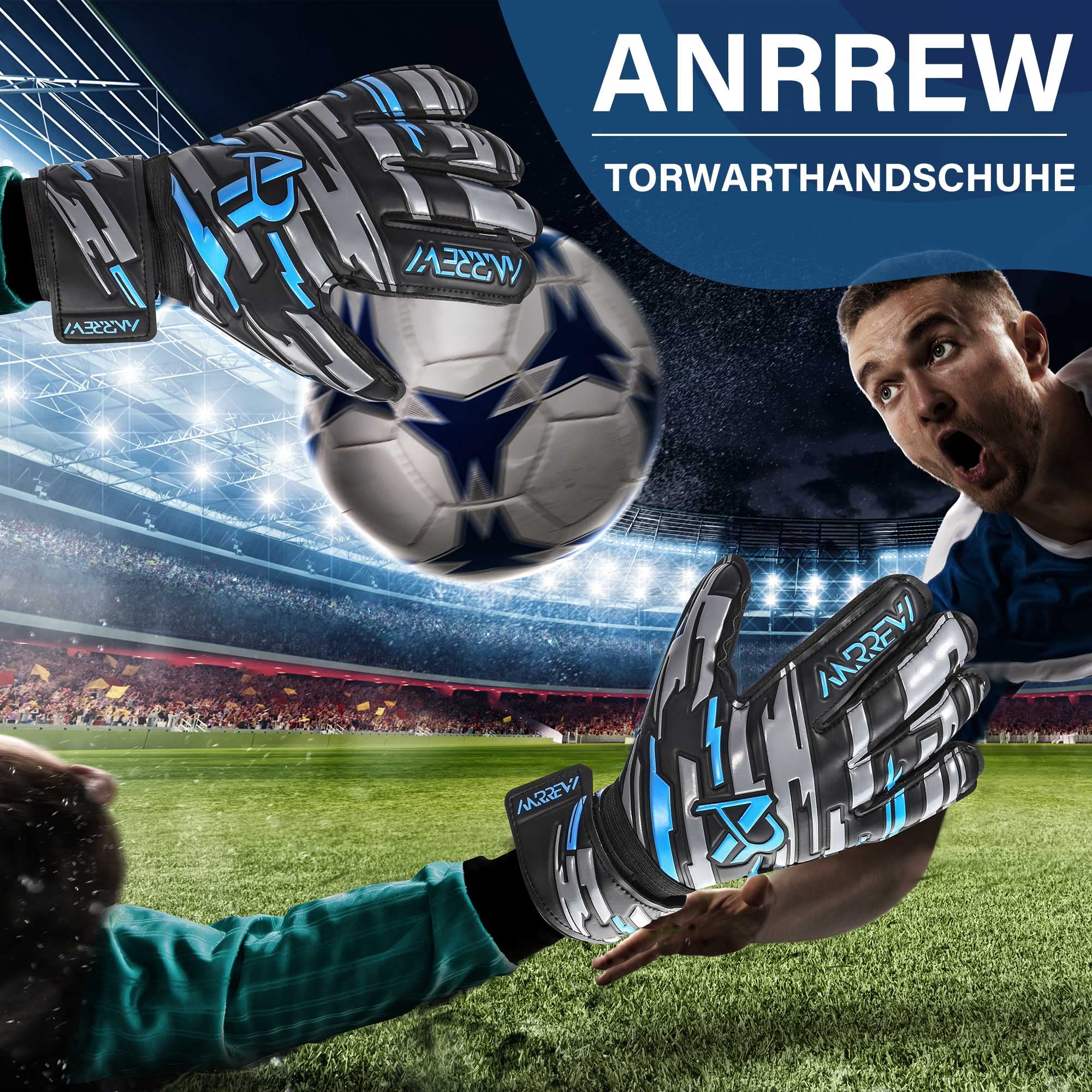 Fußball Torwarthandschuhe mit Fingerschutz und doppeltem Handgelenkschutz. Torwarthandschuhe Sorgen für Extreme Starke Kontrolle und Griffigkeit. Für Jugendliche, Kinder und Erwachsene