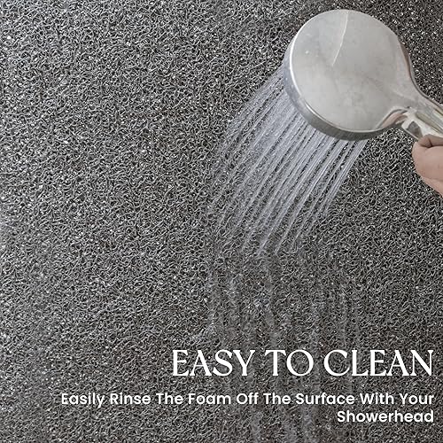 Miniatura 5 de Tapete antideslizante para bañera de 24 x 16 pulgadas, tapete para ducha interior, tapete de baño de esponja de PVC de secado rápido con orificio de