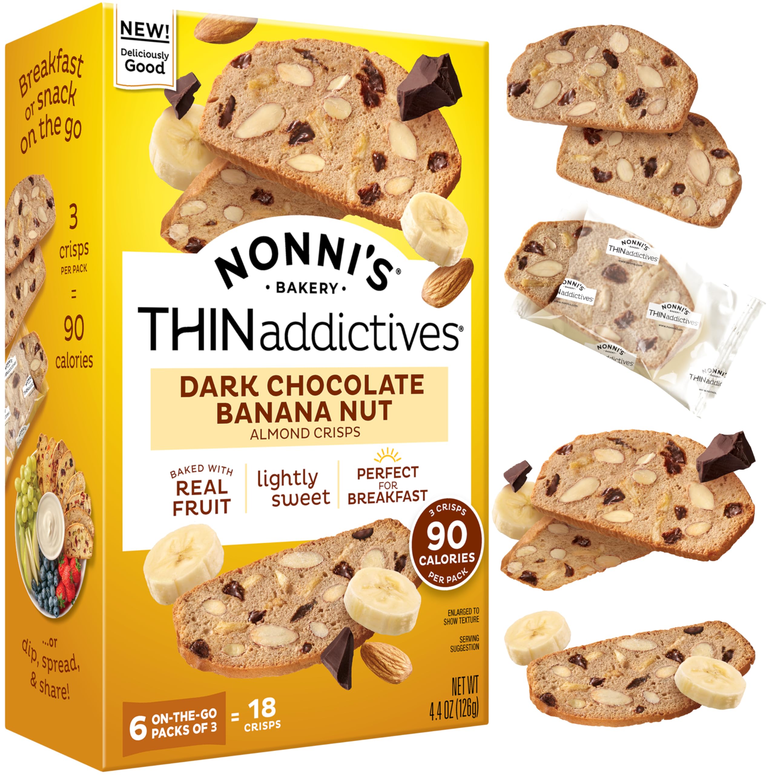 シナクティフ クレーム n 16包 Amazon.com: Nonni's THINaddictives Dark Chocolate Banana Nut