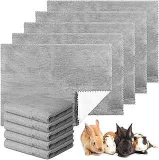 Panelee 10 Stück Waschbare Haustier Decken für Hunde Meerschweinchen Hase Katze Wasserdichtes Kleintier Pipi Pad Wiederverwendbare Schlafmatte Saugfähige Käfig Einlagen (Grau, 18 x 24 Zoll) product image