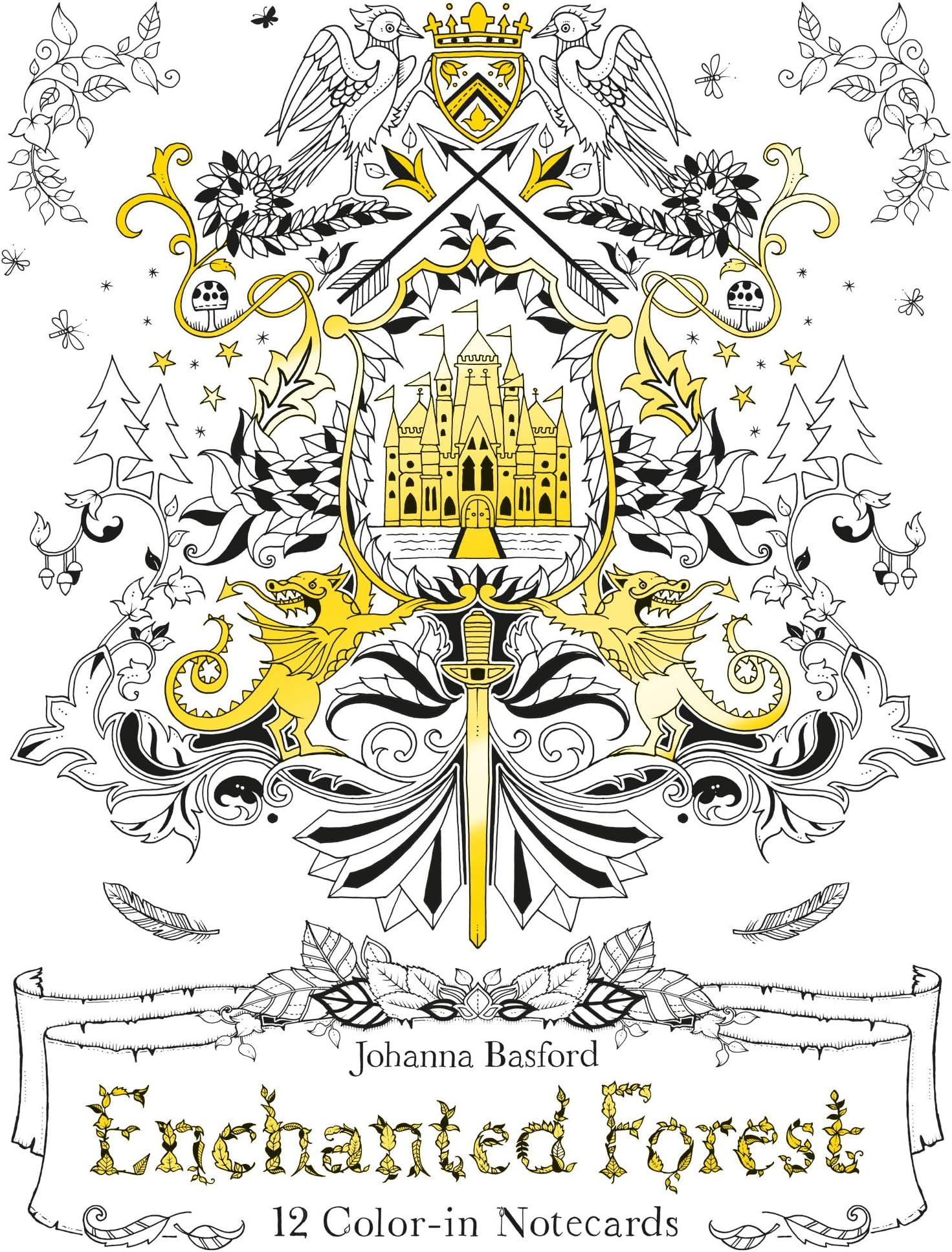 Enchanted Forest: 12 Color-in Notecards