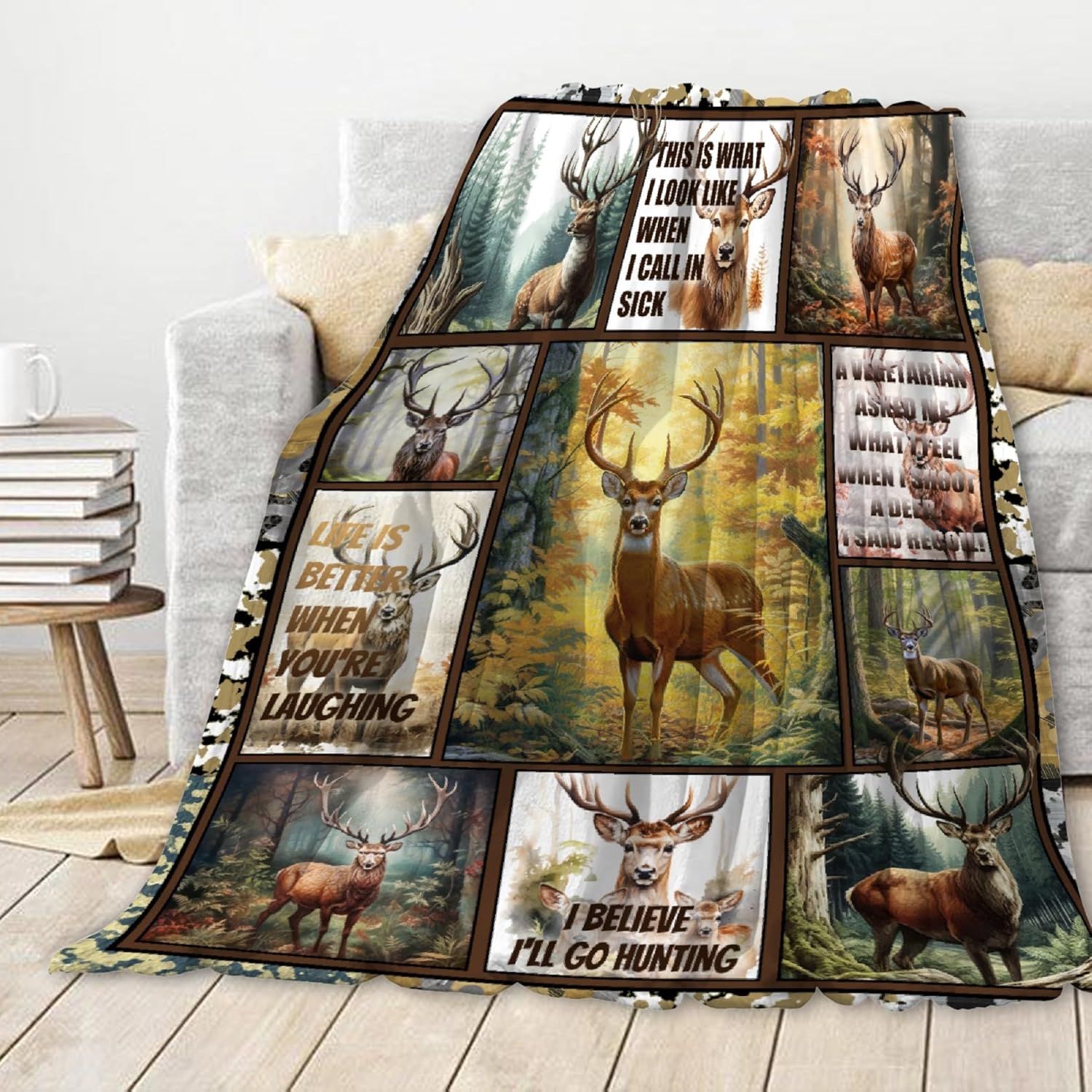 Deer Blanket Deer Hunting Decor Throw Blanket,Hunting Gifts for Men Blanket,Deer Hunting Gift for Men,Unique Gifts for Hunters Men, Hunter Gift,Hunting Gifts Blanket,60"x80"-Queen Size for Adults