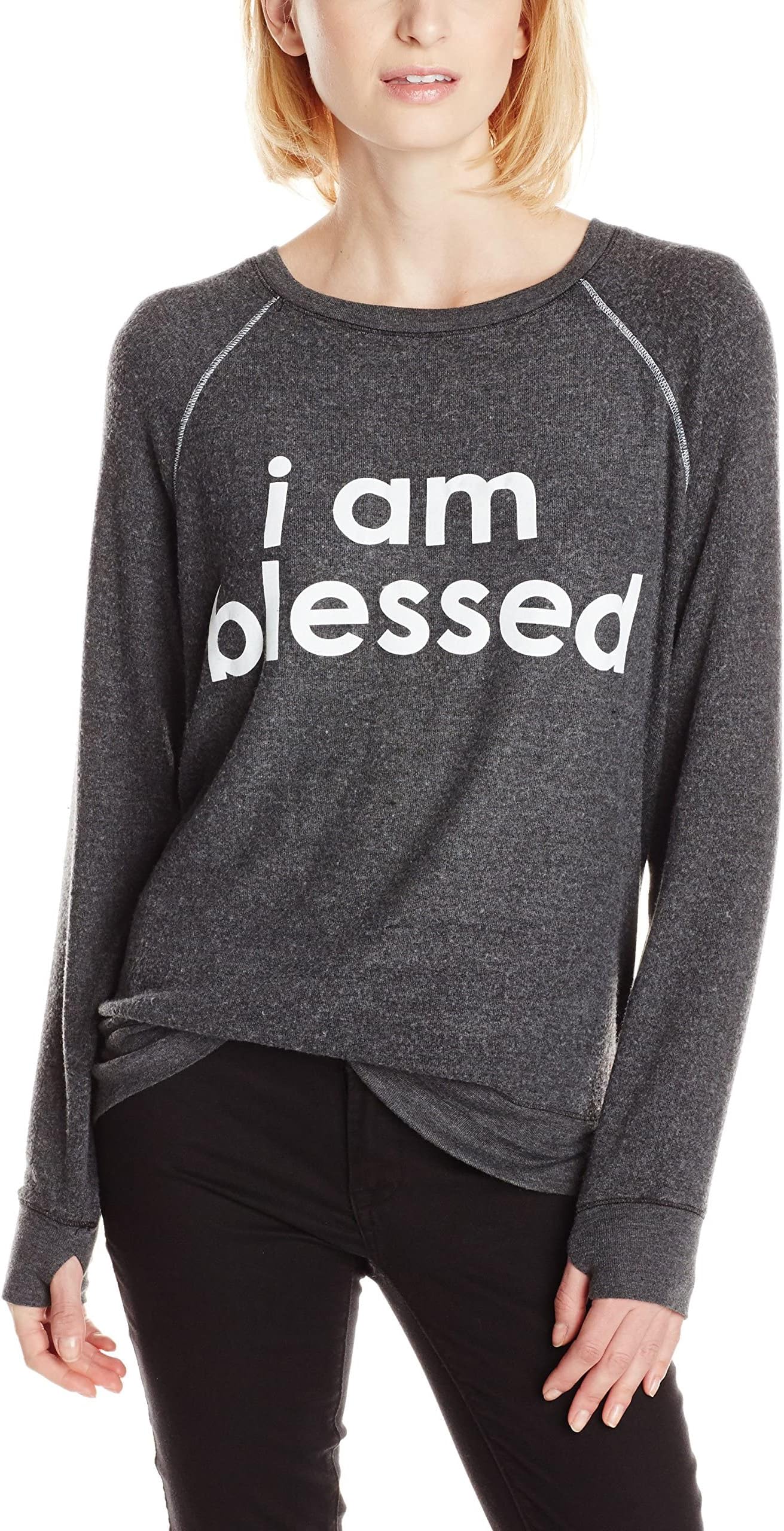Peace Love World Women's Comfy i Am Blessed Longsleeve Top