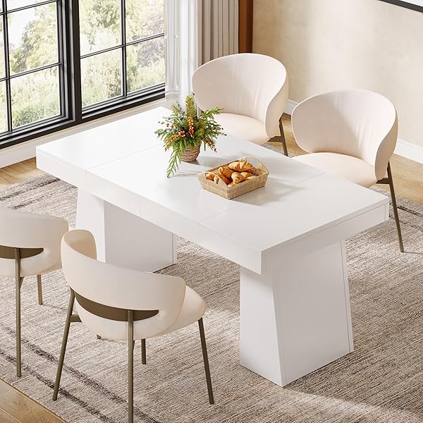 Mid-Century Modern White Dining Table