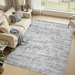 cotiled Area Rug 8x10 Living Room, Washable Abstract Distressed Non Slip | Stain Resistant, Pet Friendly, Large Neutral Soft Indoor Carpet For Bedroom, Nursery, Office Beige/Brown