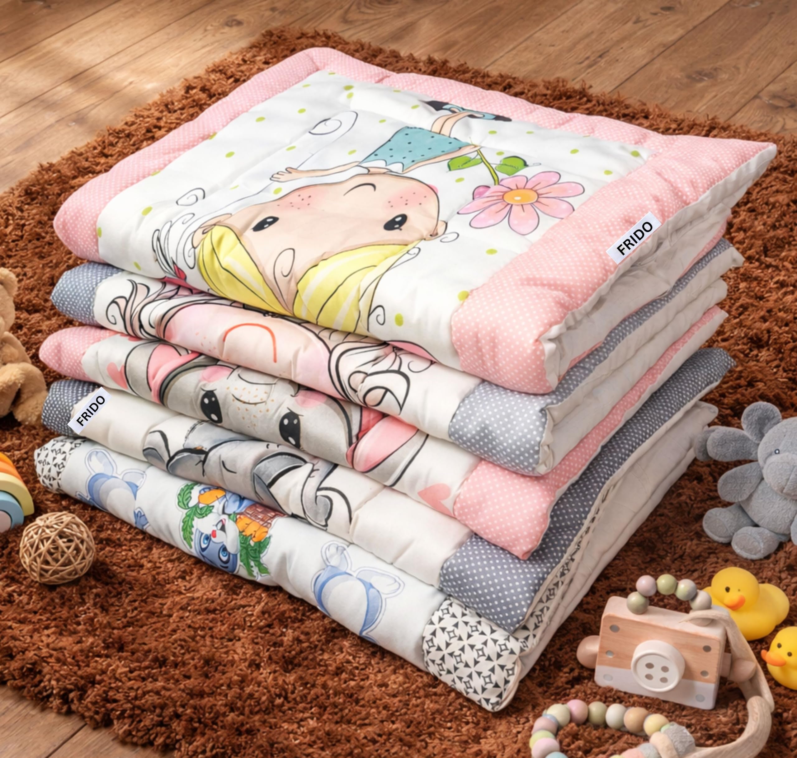CLOTHINA New Born Baby Godadi Pack of 5 Combo Set Soft Cotton godi| Godari | Baby Bed | Crib Sheet | Cartoon Mat Baby Godadi | Bedding Set | Multicolor
