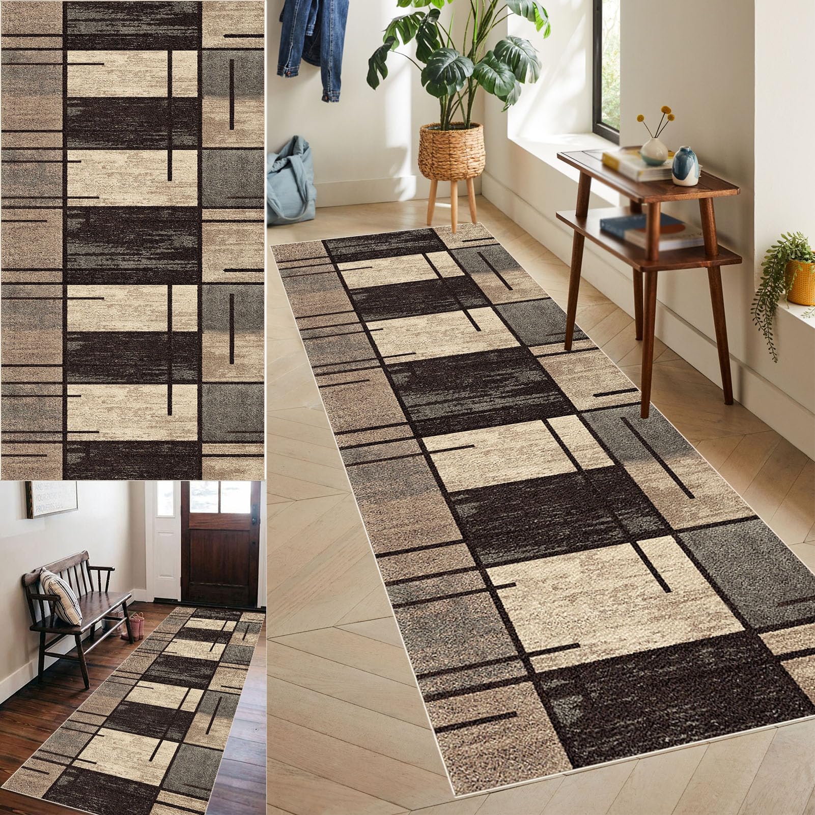 Runner Rug for Hallways Long Carpet Runner Non-Slip Kitchen Runner Mat Washable Floor Carpet Hall Runners for Hallway Bedroom Living Room Laundry Room Kitchen Entryway Corridor Area Rug 40 x 200 cm