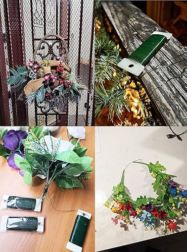 Miniatura 3 de Honbay 2 rollos de alambre floral verde flexible resistente de calibre 22 – Alambre de paleta para coronas, árboles de Navidad, adornos para colgar