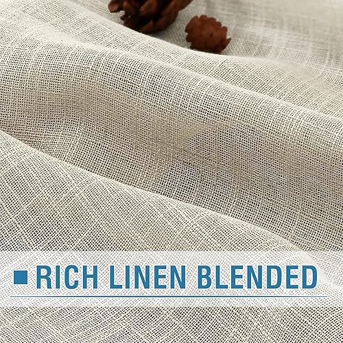 Miniatura 3 de H.VERSAILTEX Cortinas de lino natural mezclado con mezcla de lino para sala de estar, cortinas texturizadas de lino con pestaña superior, paneles
