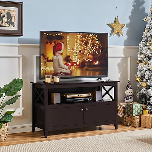 Miniatura 3 de Yaheetech Soporte de TV de madera para televisores de hasta 48 pulgadas, mesa central de entretenimiento multimedia, mesa de gabinete de TV con