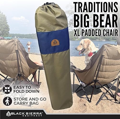 Miniatura 5 de Black Sierra Equipment Silla plegable de felpa para deportes y exteriores, cojín de asiento de gran tamaño que soporta 400 libras, silla de