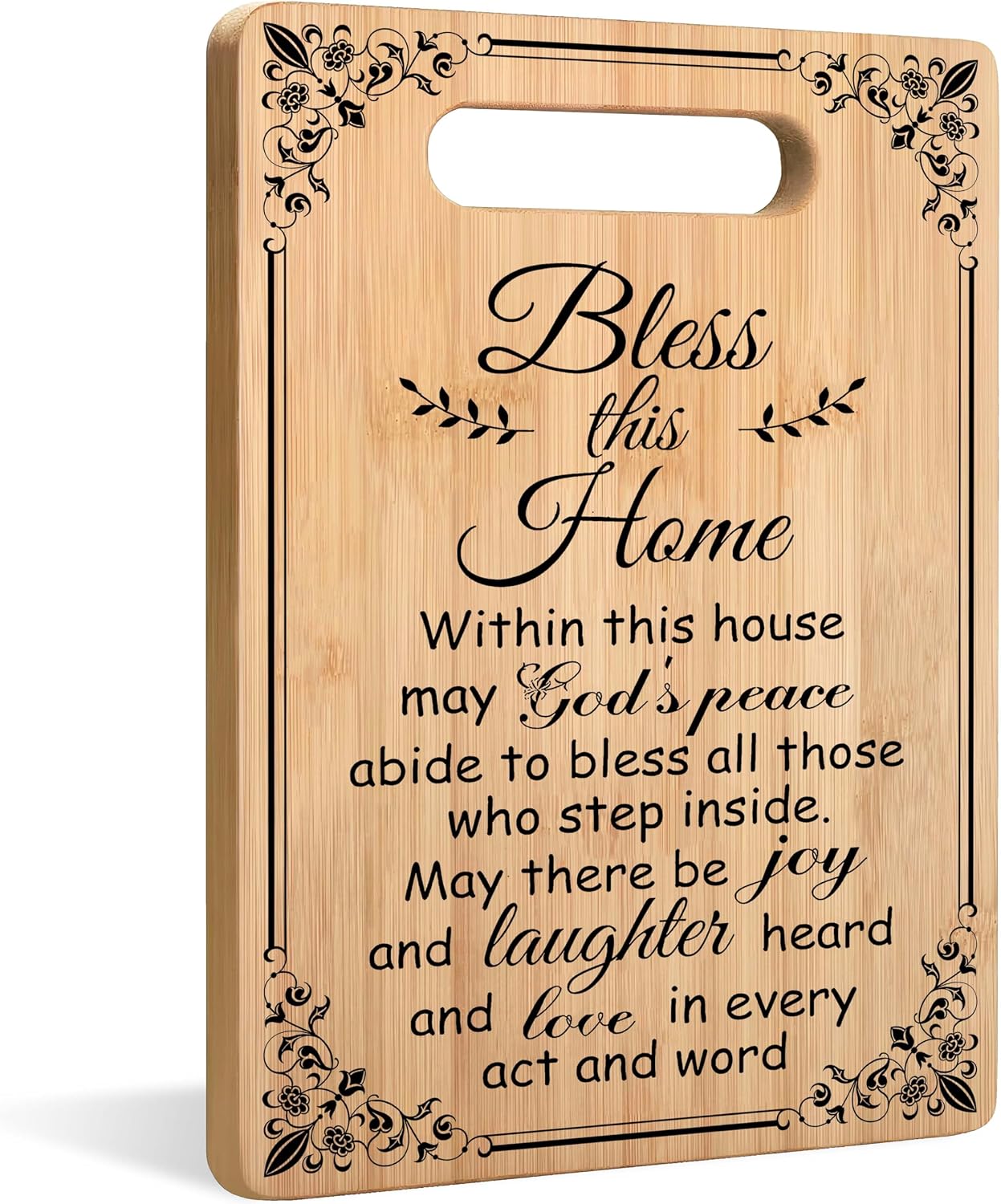 Christian Bless This Home Cutting Chopping Board, House Warming Gifts, Christian Faith Based Gifts, God Bless This Home Decorative Bamboo Cutting Boards for Kitchen