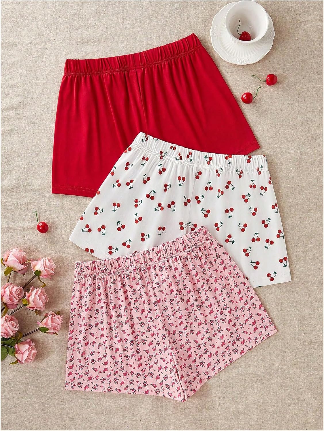 Verdusa Women's Plus Size 3 Pack Cute Graphic Pajama Shorts Elastic Waist Lounge Bottoms - Image 2