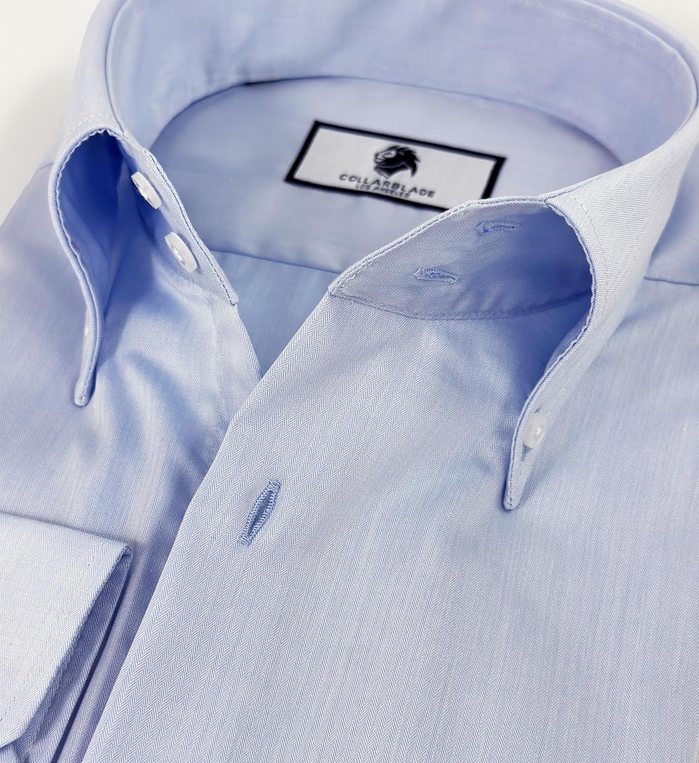 Men's Dress Shirt Blue Firm Collar Wrinkle-Free Short Sleeve Premium European Design Plain Business Casual Easy Care - Image 10