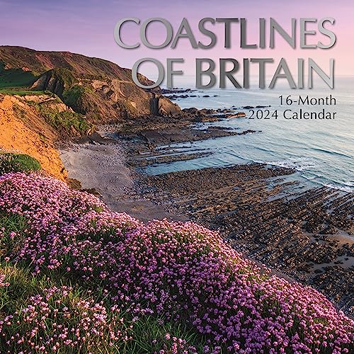 Wall Calendar 2024 - Coastlines of Britain, 30 x 30 CM Monthly View, 16-Month, Scenic Britain Theme, Includes 180 Reminder Stickers