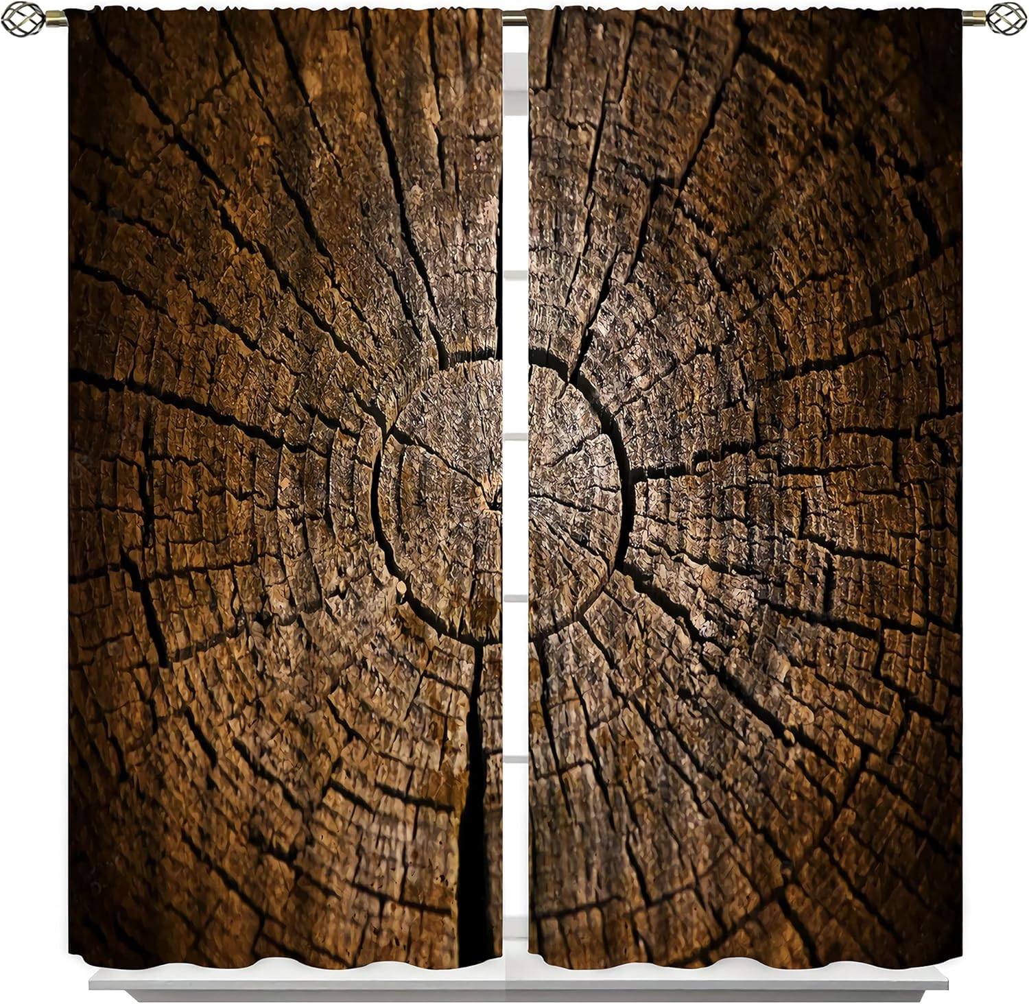 Rustic Wooden Barn Door Curtains Room Darkening Blackout Curtains Wood Color Textured for Bedroom Living Room Decor Blackout Curtains 42x63inch(107x160cm)