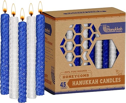 Miniatura 6 de Velas de Janucá de cera de abejas – Tamaño estándar que se adapta a la mayoría de menorás – Velas de cera de abejas multicolor natural – Cera