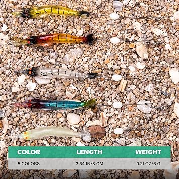 Goture Soft Shrimp Lures Fishing Saltwater Luminous Shrimp Bait Set