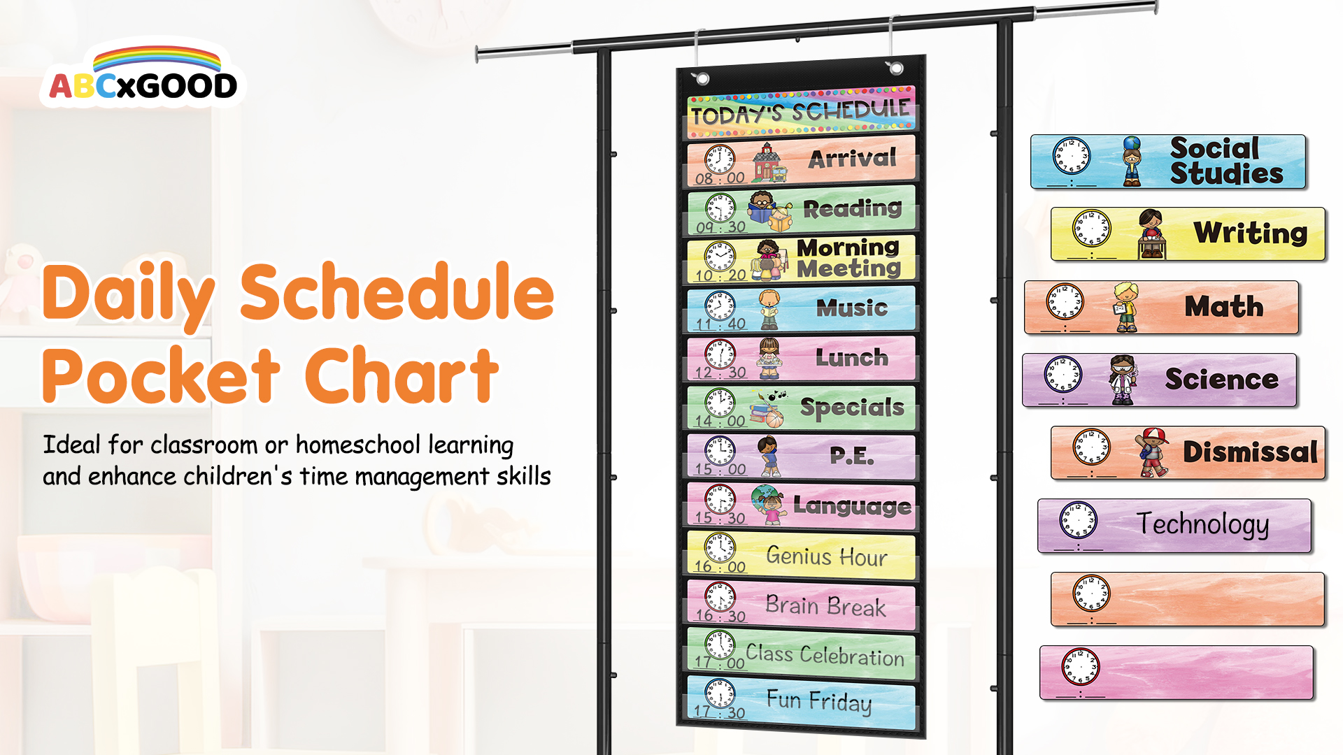 Pocket Calendar Pencil Theme Classroom Calendar Pocket Chart - Daily  Schedule With Dry Erase Cards Preschool Organization Chart, image size:1920x1080