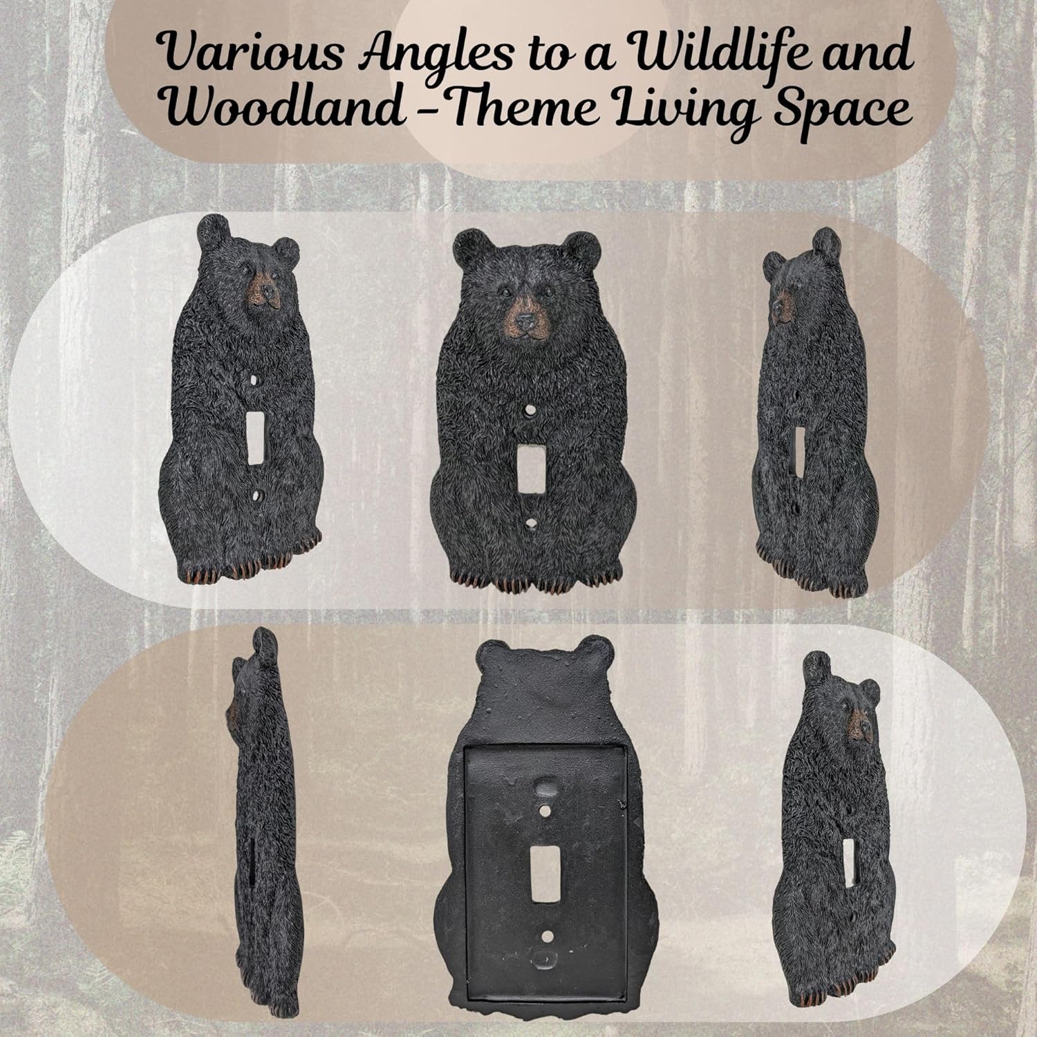 BestGiftEver Rustic Light Switch Cover - Black Bear Single Toggle Switch Plate - Decorative Animal Wall Plate for Cabin Decor, Lodge, Wildlife and Nature Themes - Ideal Gift for Outdoor Nature Lovers