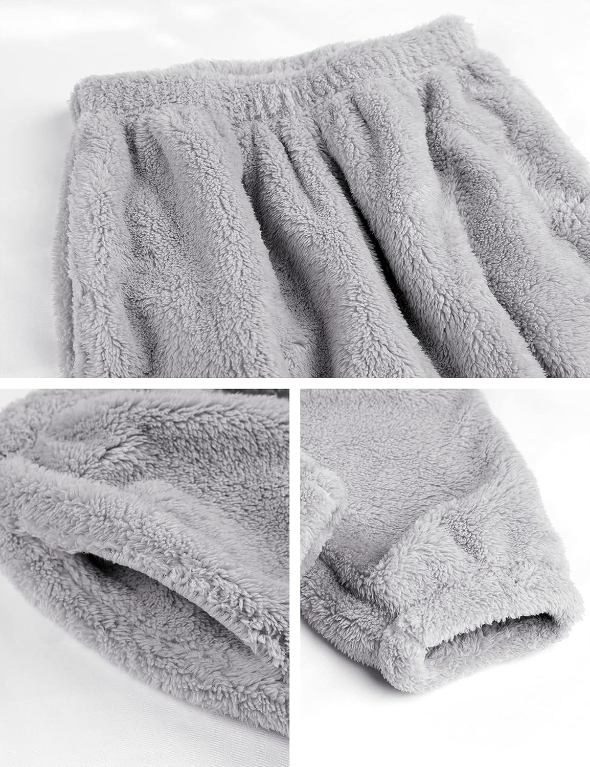 Faleave Womens Winter Fluffy Pajamas Set Warm Fleece Pants Pullover Plush Sleepwear - Image 8
