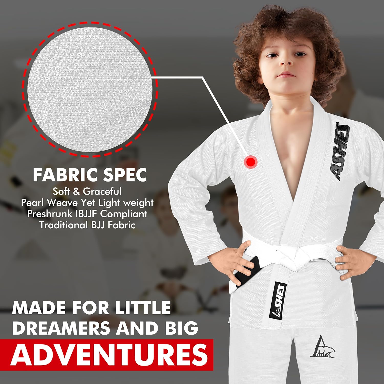 Ashes Sports IBJJF Ultra Light BJJ Brazilian Jiu Jitsu Gi for Kids with Preshrunk Fabric and Free Belt