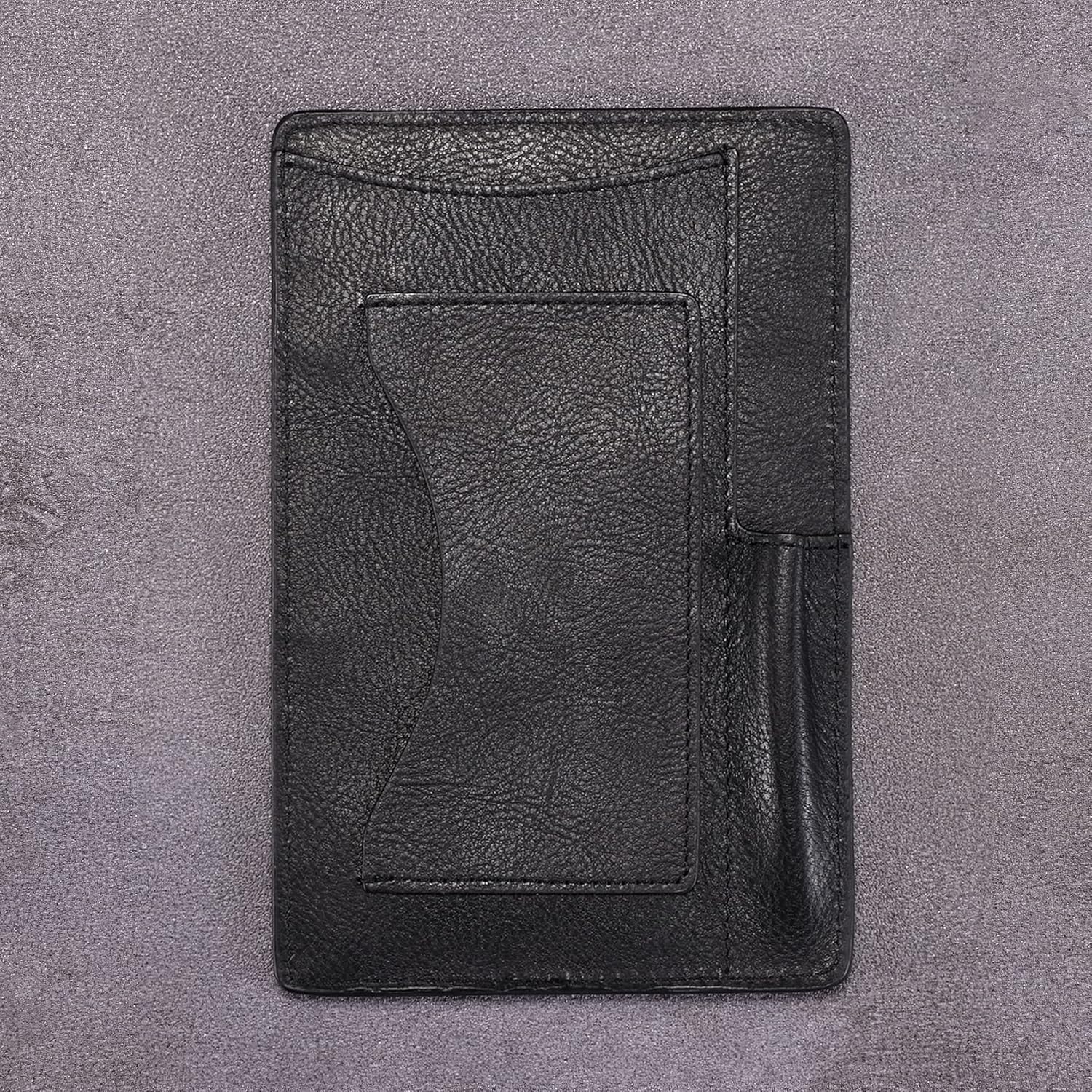 HISCOW Italian Leather To Do List Notepad & Pocket Notebook - 3x5 Memo Pad with Secure Pen Holder, Refillable Note Jotter Organizer for Work & Travel, Vintage Black