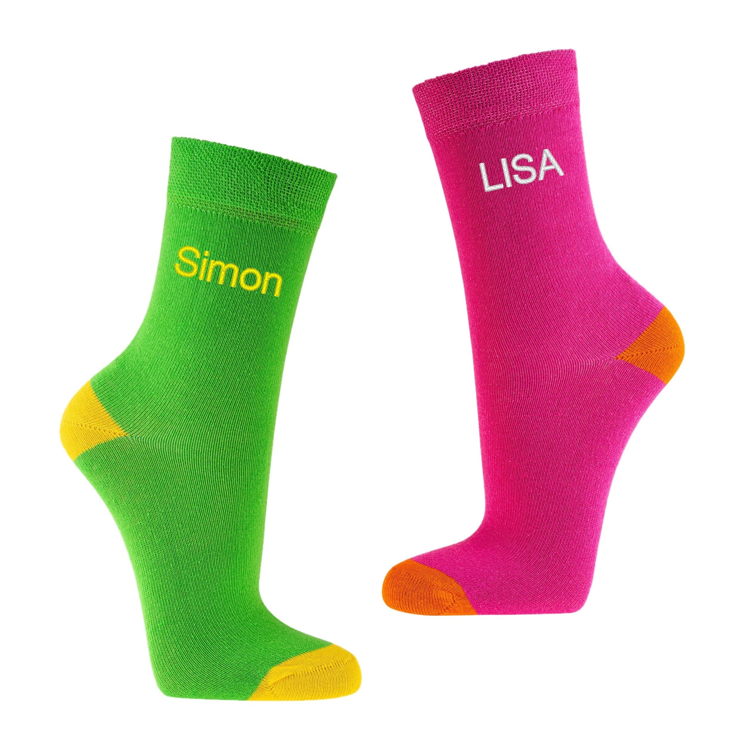 3 Paar Socken mit Namen bestickt Initialen individuell personalisiert beschrift gestickt in verschiedene Farben - Geschenkidee von Cliff Edge STICK KEIN DRUCK (Kinder-Socken)
