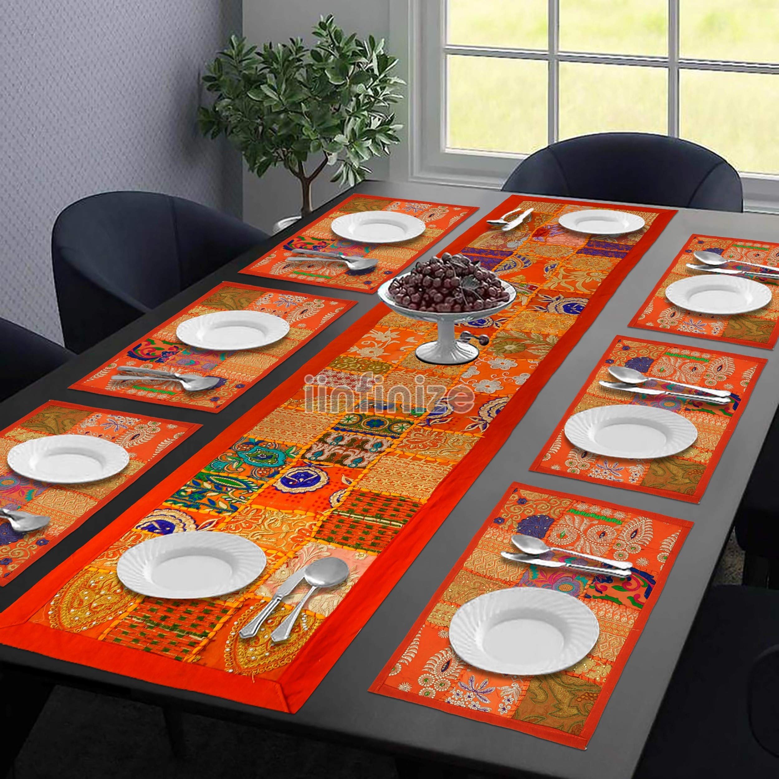 Chemin de table patchwork coton pour protéger table rectangulaire