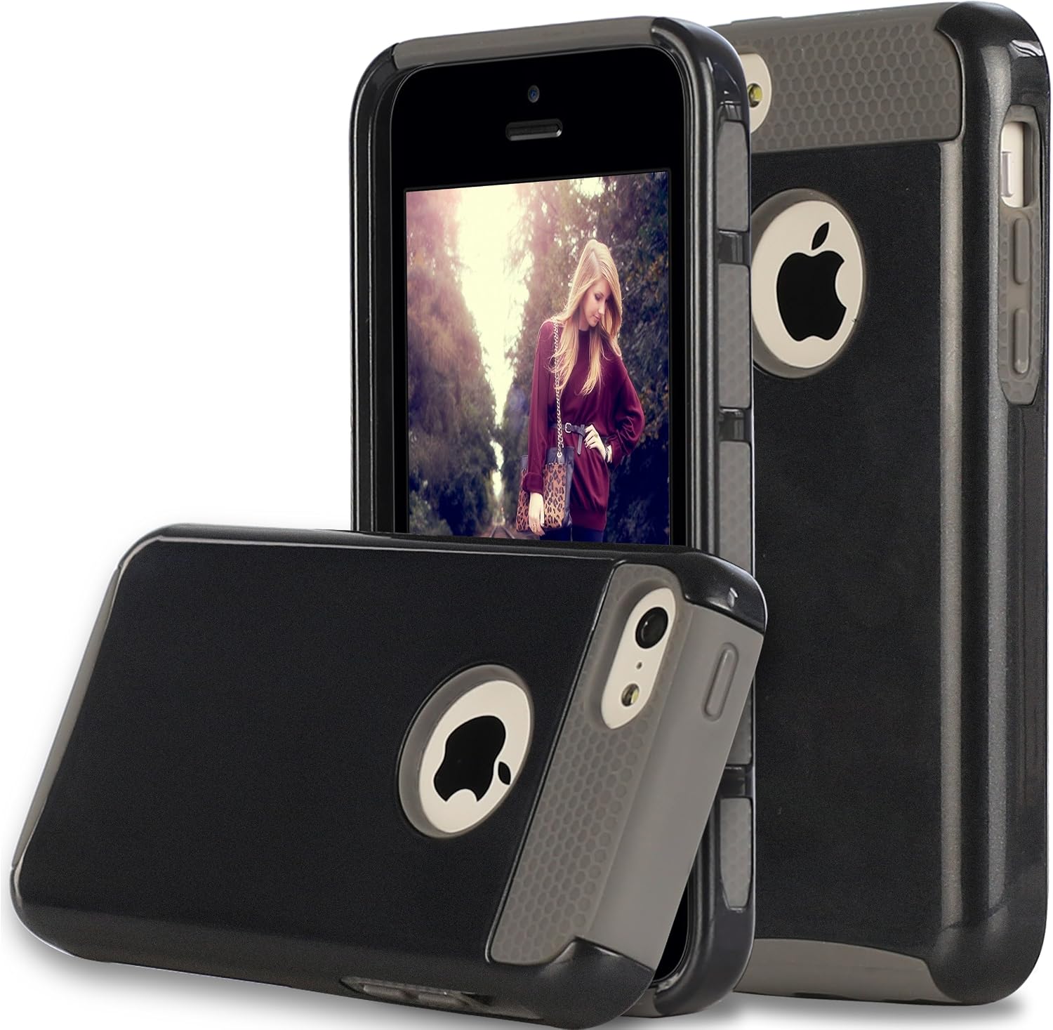 Ailun Phone Case Compatible with iPhone 5C Soft TPU Bumper Hard Shell Solid PC Back Shock Absorption Anti Scratch Hybrid Dual Layer Slim Cover Siania Retail Package Black