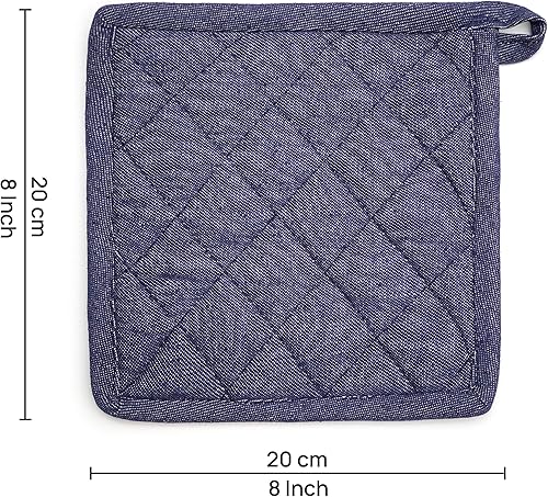 Miniatura 3 de Manoplas de horno de algodón y soporte para ollas resistentes al calor, par de guantes de cocina para proteger las manos, agarraderas de agarre