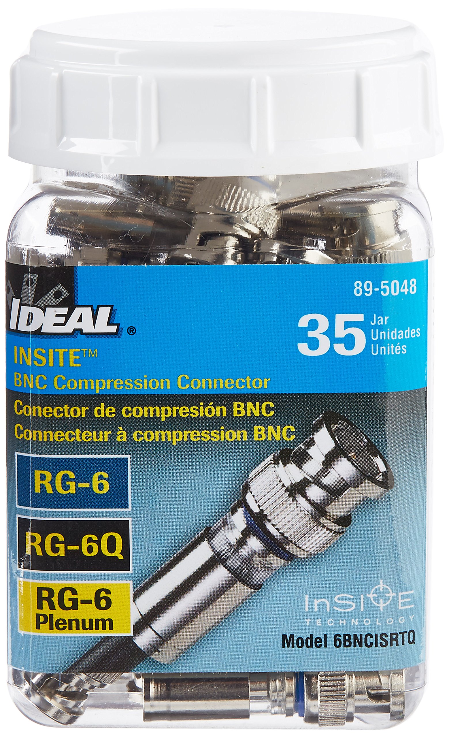 Ideal IndustriesInc. 89-5048 BNC Compression Connectors, Coax Compression Connector for RG-6 Cable Types, 35 Connectors, Jar