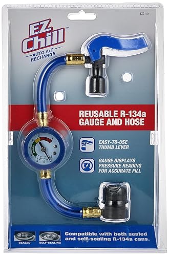 A/C Pro Car Air Conditioner Refrigerant Gauge and Hose by A/C Pro, EZ Chill Reusable AC Recharge Kit