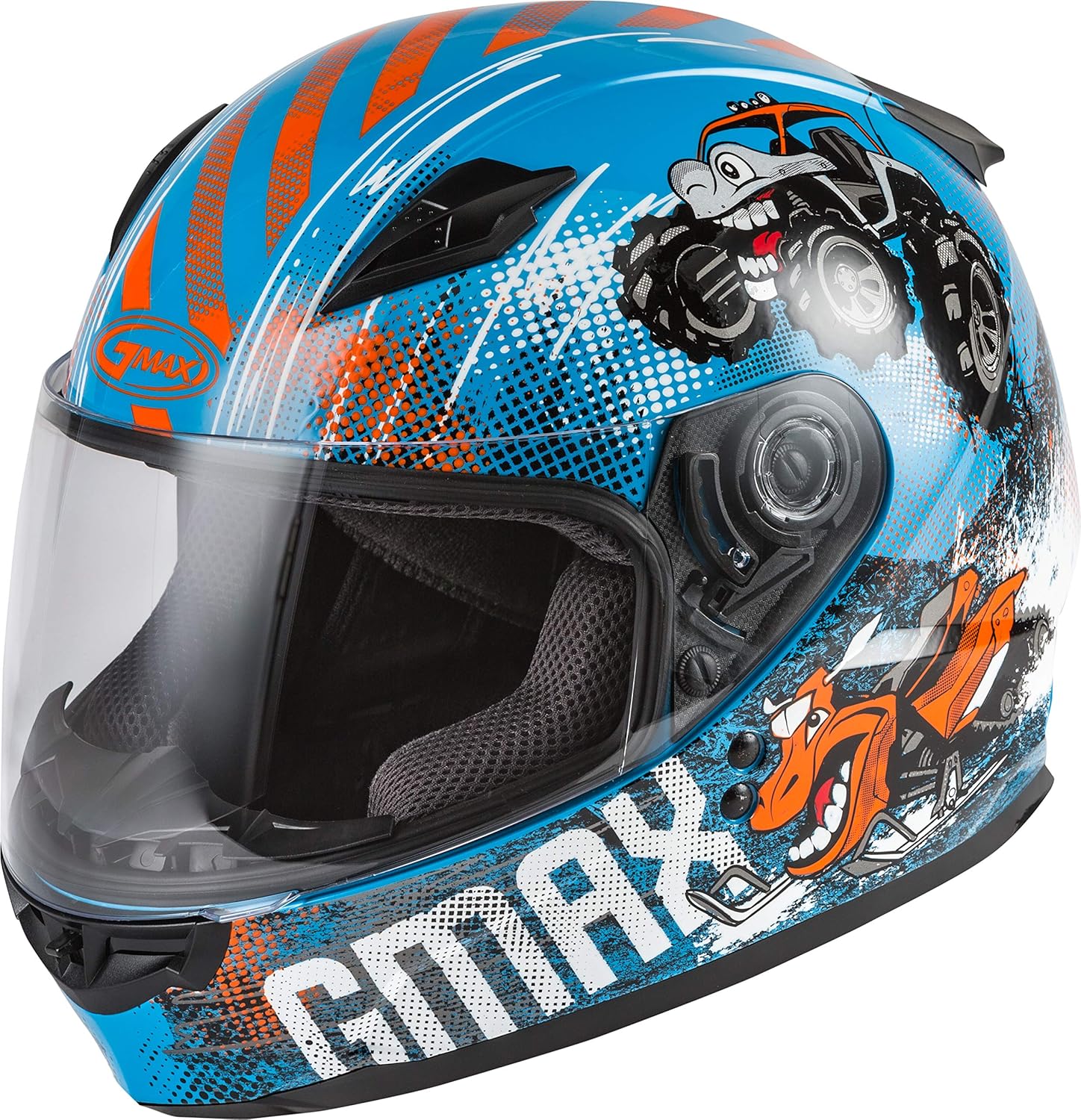 GMAX GM-49Y Beasts, Youth Full-Face Helmet, DOT Approved for Motorcycles, ATVs, Dirt Bikes and More (BLUE/ORANGE/GREY)