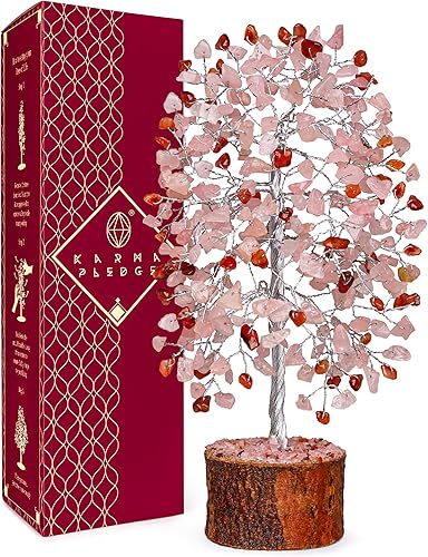 KARMAPLEDGE Árbol de la vida de cristales curativos para energía positiva, protección y buena suerte, dinero, decoración de Feng Shui para