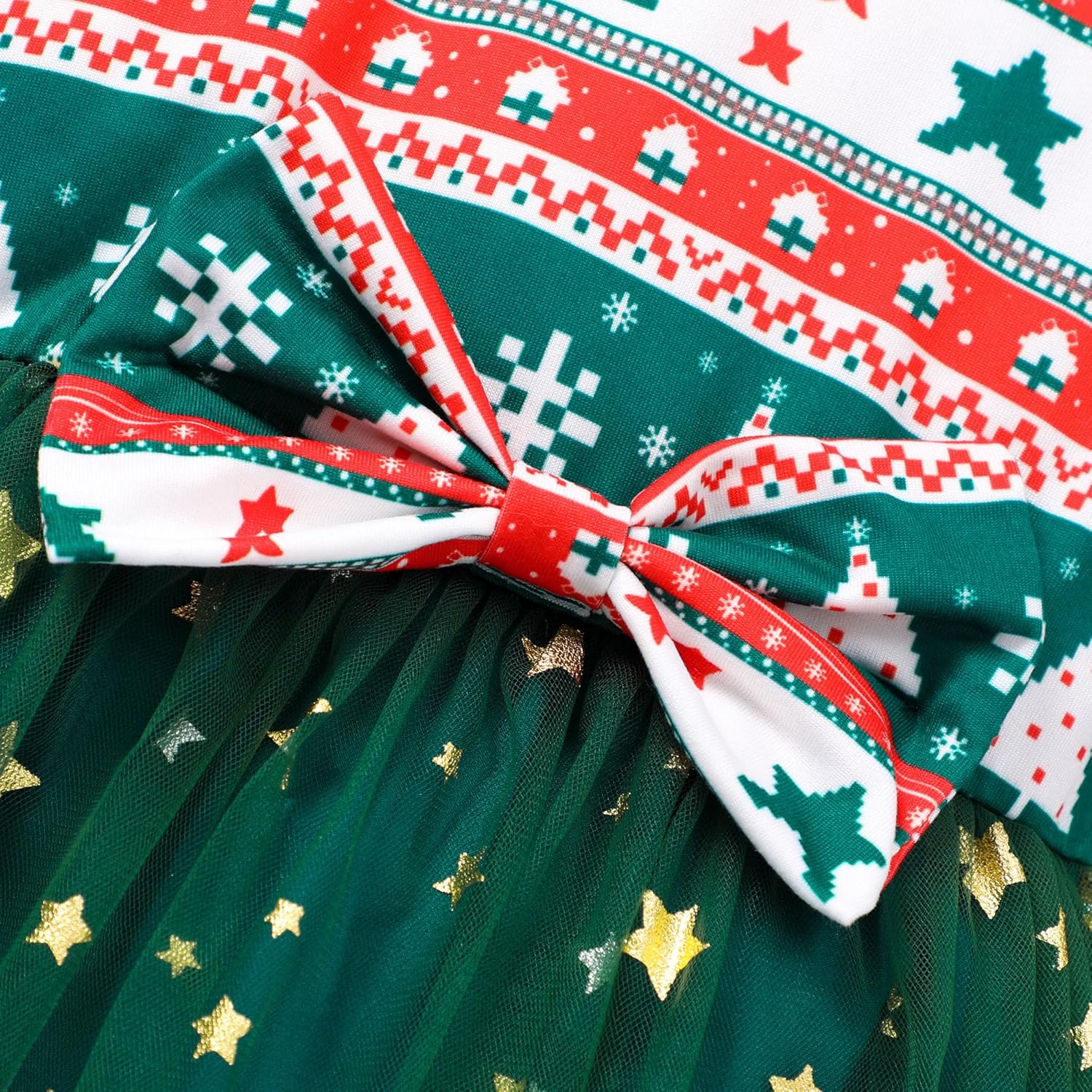 Christmas Girls Dress Flutter Sleeve Mesh A-line Princess Dresses Holiday Xmas Party Toddler Clothes 3-7 Years - Image 6