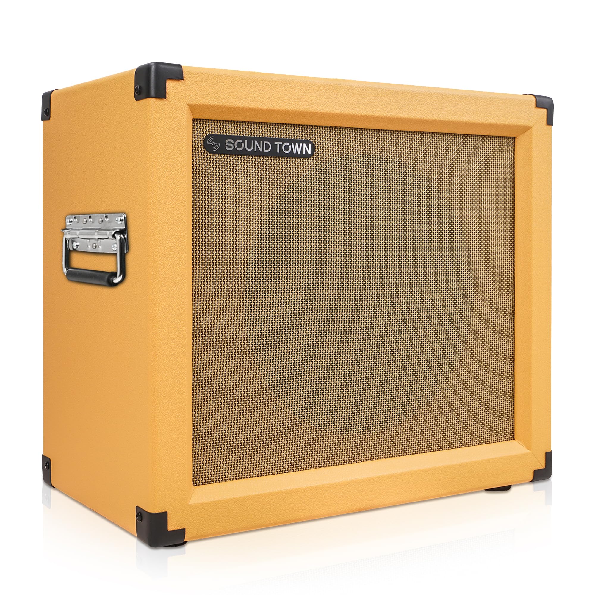 Sound Town 1 x 12 65W Open-Back Guitar Speaker Cabinet, Birch Plywood, Orange Tolex, Wheat Cloth Grille (GUC112OBOR)