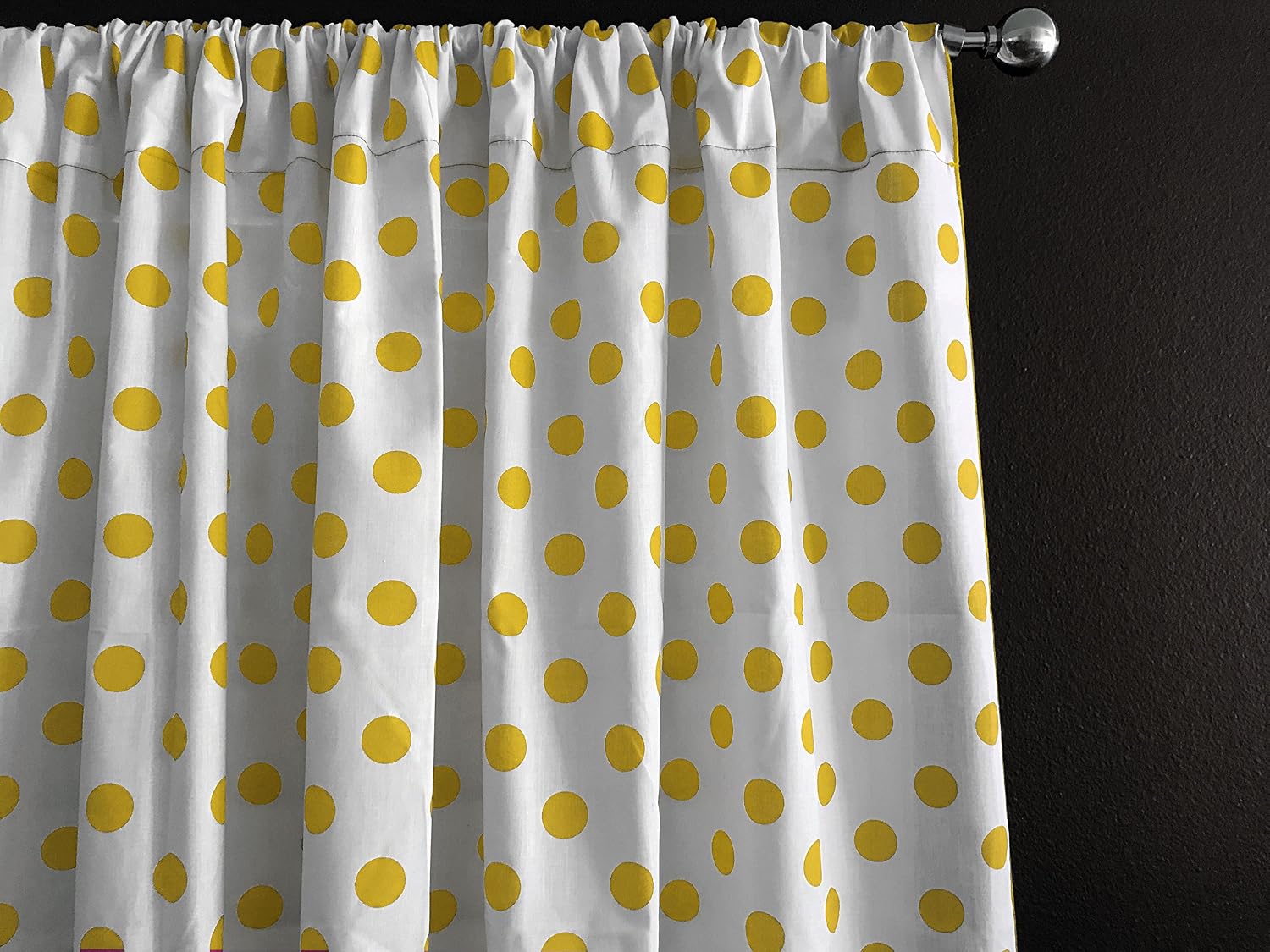 lovemyfabric Cotton Polka Dot Print Curtain Panel 58" Wide Home Decor/Window Treatment/Photography Backdrop/Photo-Booth Backdrop Yellow on White (72" Tall)