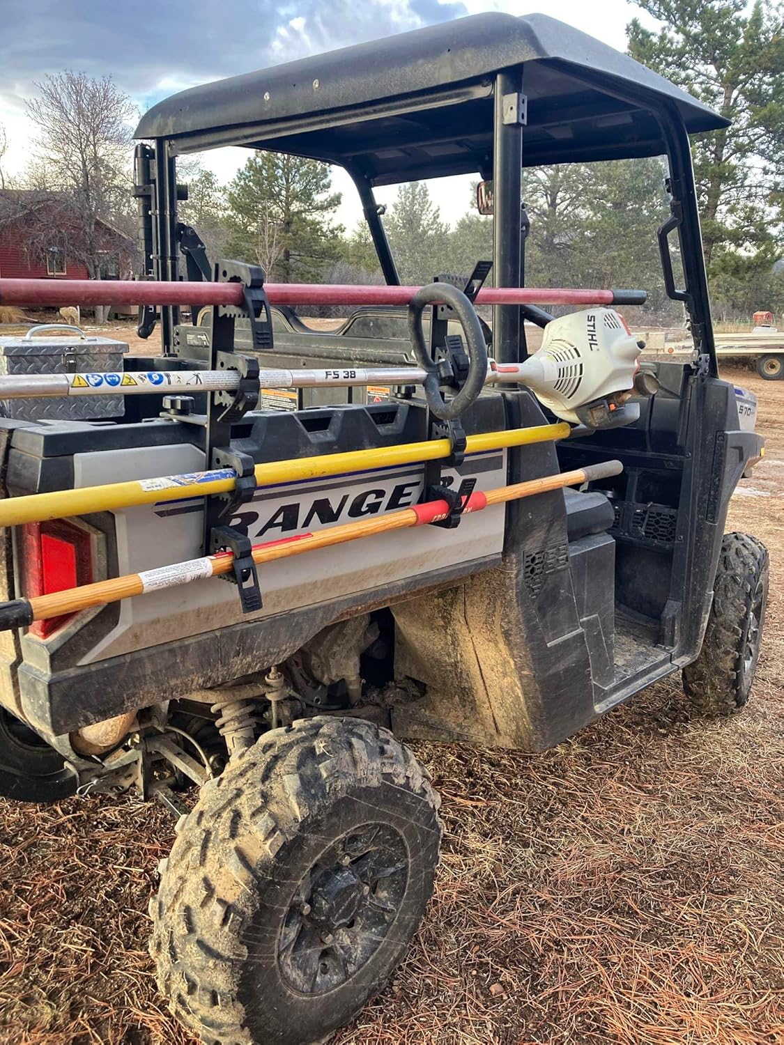 Universal Carrier fits Polaris Ranger General Made in USA Carry 4 Long Handled Tools Securely