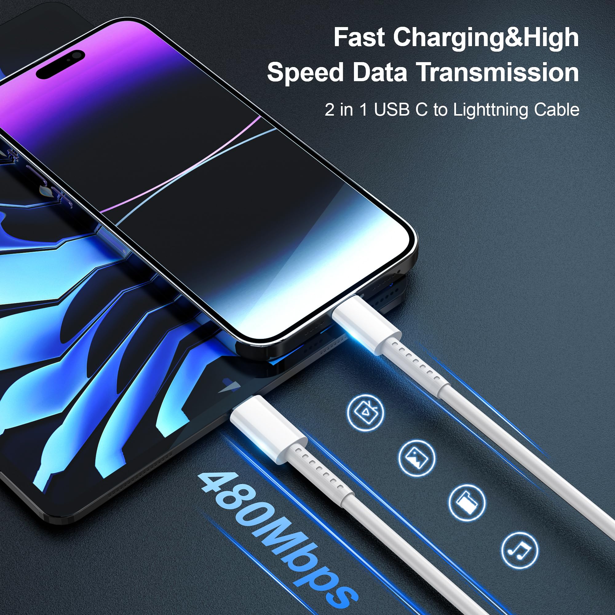 Ładowarka do zegarka Apple Watch, 2 w 1 do iPhone Watch, kabel do ładowania ze ścianką bloku ładowania USB C, do iPhone i iWatch, bezprzewodowa ładowarka, kompatybilna z Apple Watch ładowarką / iPhone