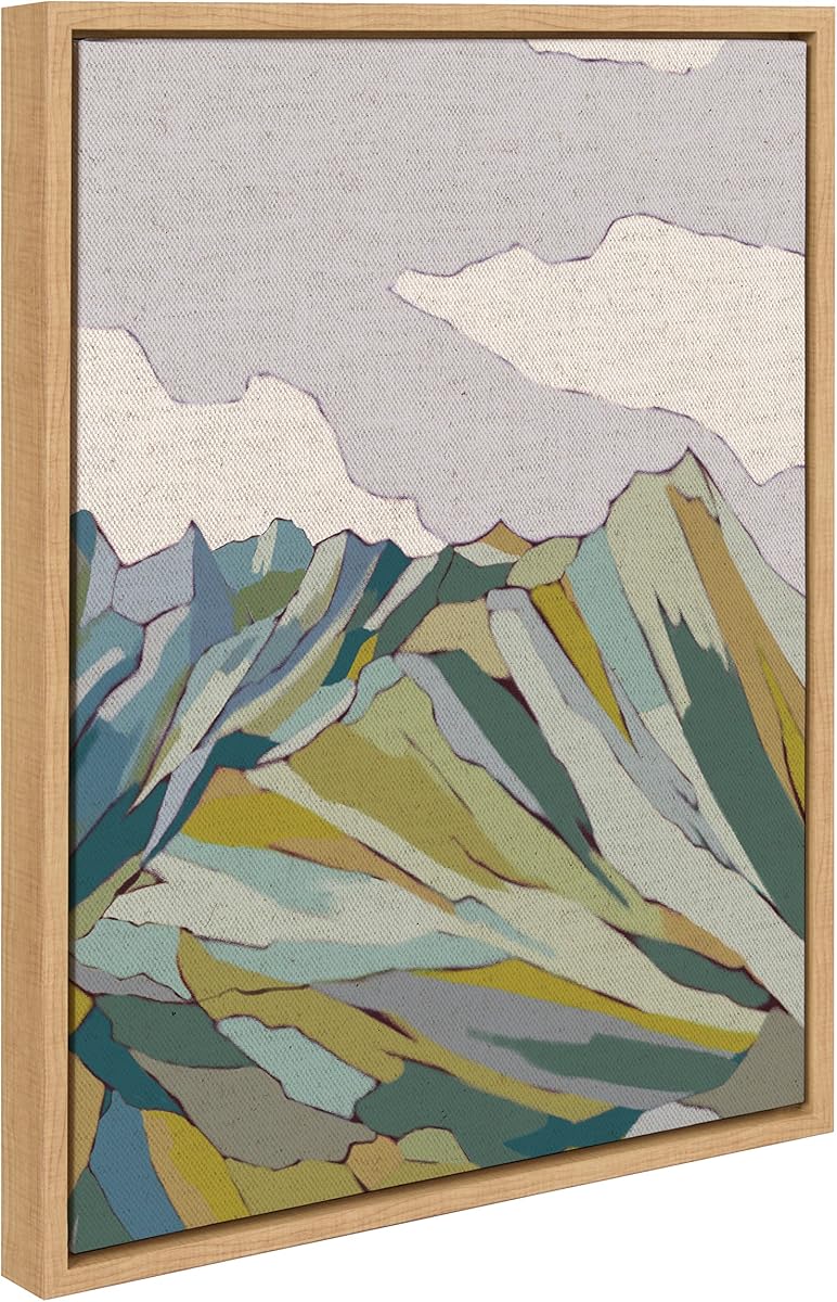 Kate and Laurel Sylvie Matterhorn Framed Canvas Wall Art by Nikita Jariwala; 18x24 Natural; Soft Colorful Nature Mountain Landscape Art for Wall Home Decor