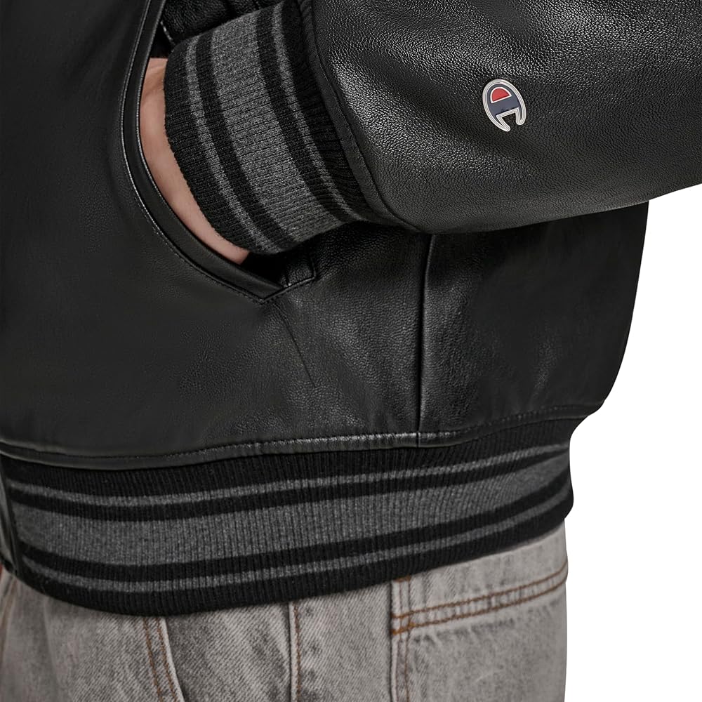 Champion Men's Letterman Varsity Bomber Jacket with Patches