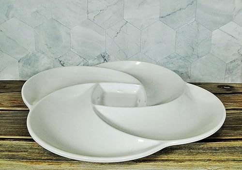 Miniatura 7 de 1 bandeja ecológica reutilizable no desechable para verduras blancas para fiestas. 13 pulgadas, melamina irrompible, no de plástico. Plato