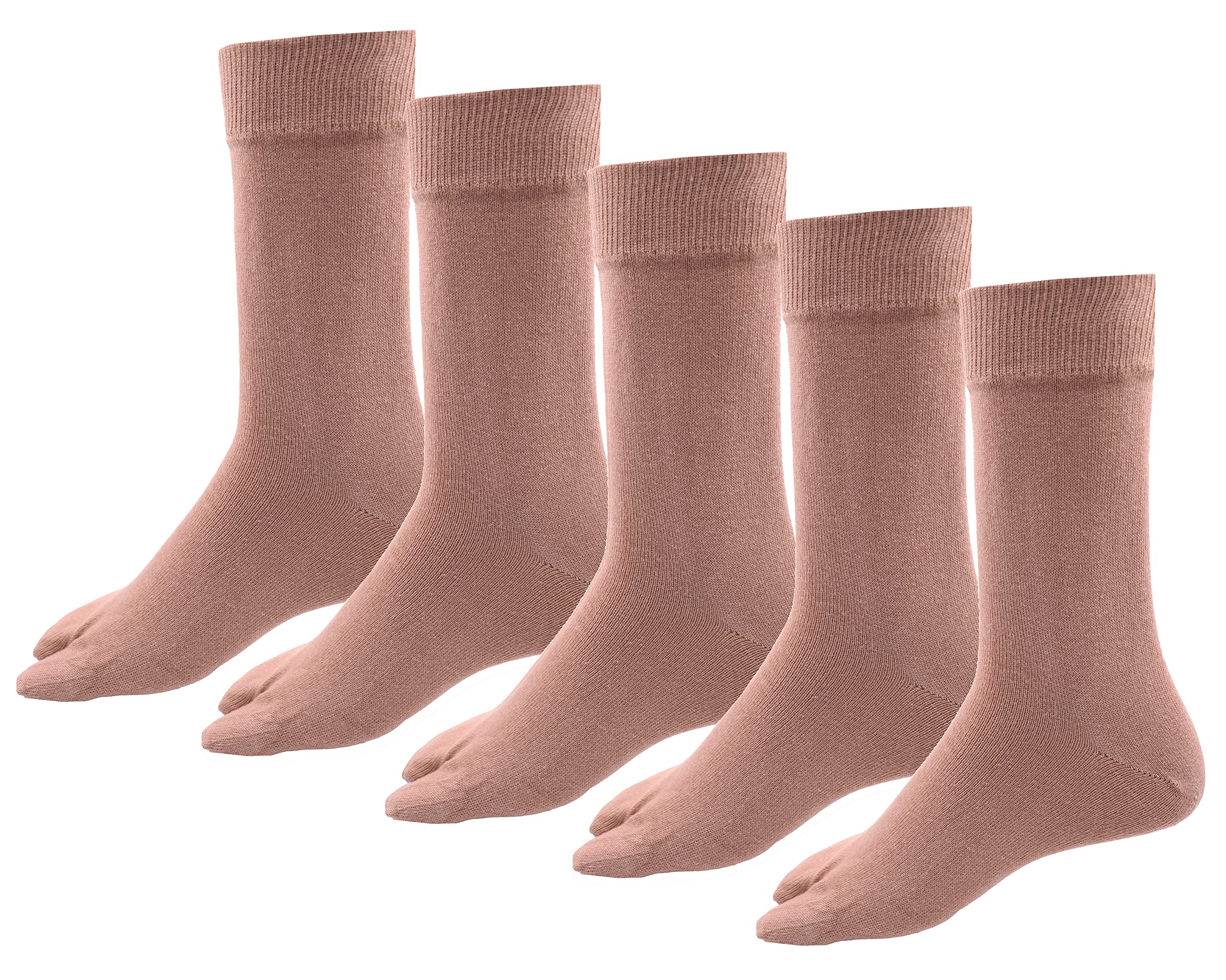 Women's Calf Length Skin Color Solid Thumb Cotton Socks (Pack of 5 Pairs)-image-32