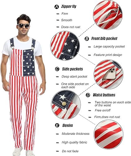 Miniatura 3 de Bib Overalls for Men Adjustable Straps Jumpsuit Striped Women Coveralls with Pockets