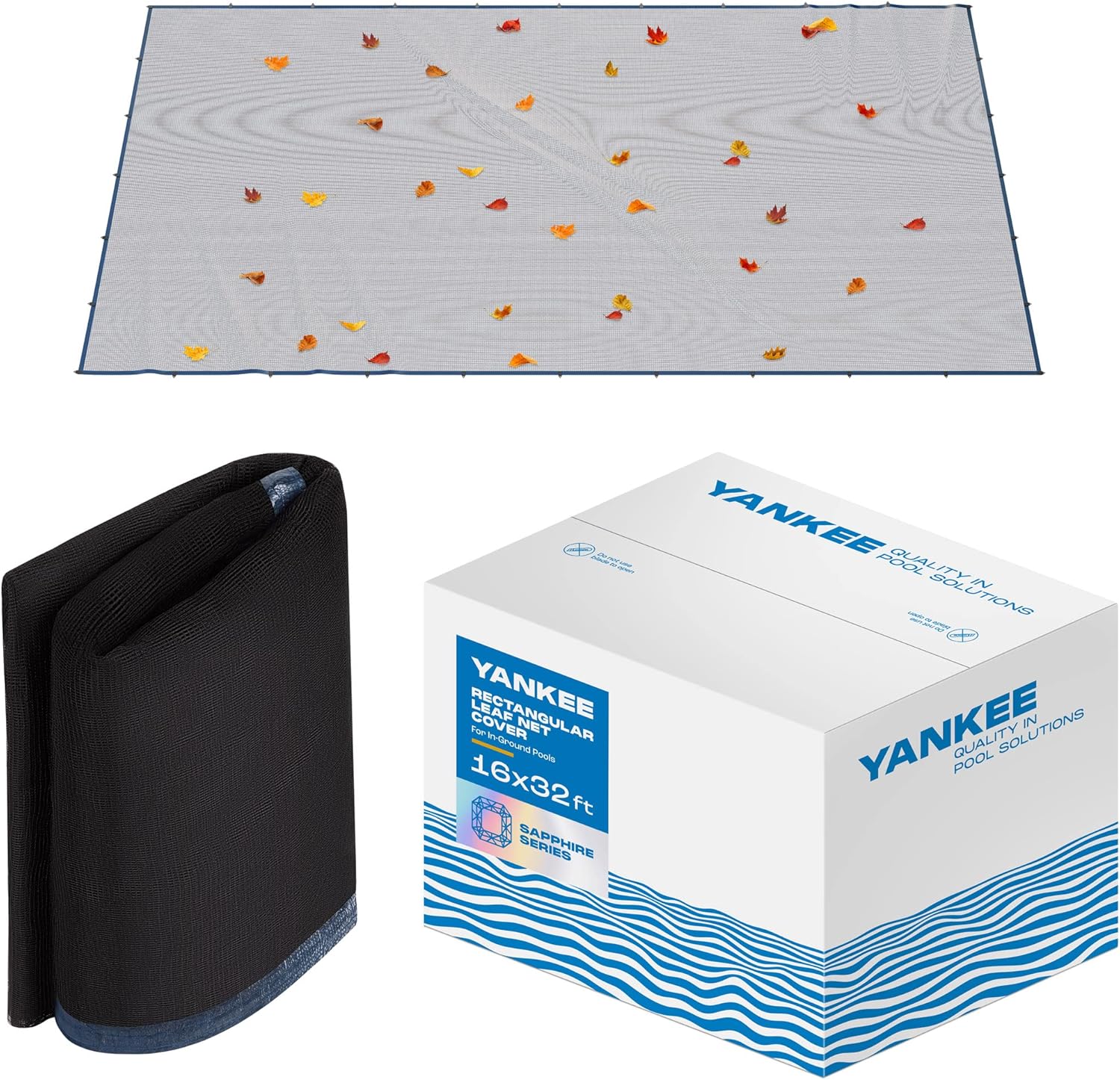 Yankee Pool Leaf Net Cover for 16x32 Ft Rectangular Pool- Heavy-Duty 0.15” In-Ground Pool Net | Swimming Pool Net to Protect from Leaves, Debris | Pool Leaf Catcher to Prevent Clogging | Pool Nets 16 x 32-ft