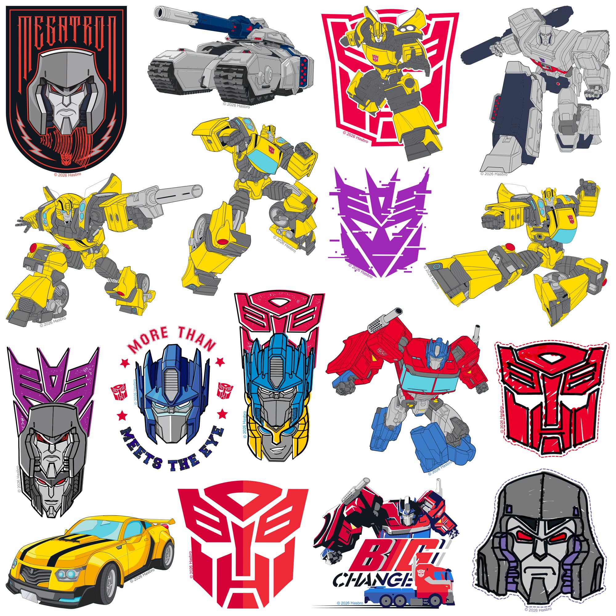 Transformers Varietà adesivi in vinile 50 ct – grandi decalcomanie impermeabili fustellate per laptop, bottiglia d'acqua, tablet, bagagli, skateboard e superfici interne/esterne