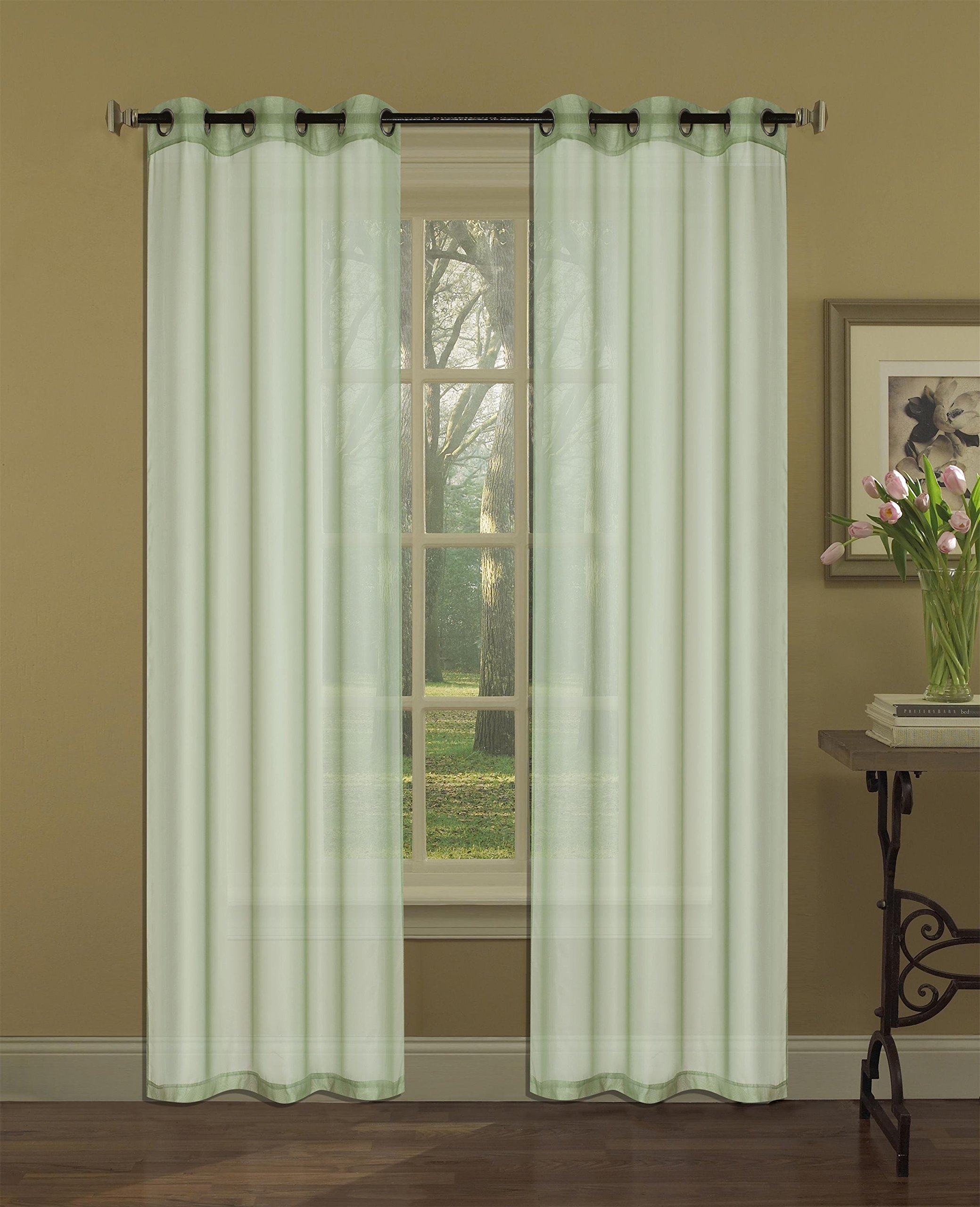 Beatrice Home FashionsSolid Voile Grommet Panel Pair, 80" x 84", Sage