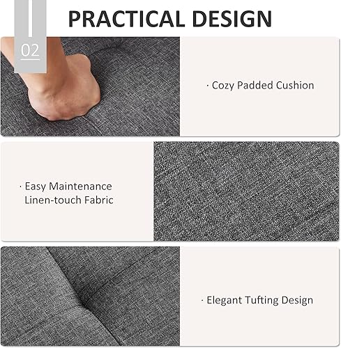 Miniatura 5 de HOMCOM Moderno banco plegable de almacenamiento de zapatos con tapa abatible, banco otomano para dormitorio y pasillo con 9 cubos, gris